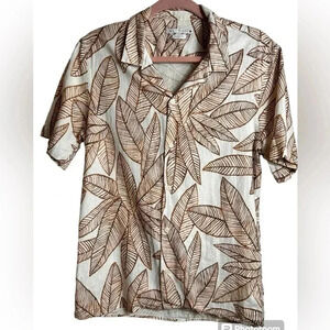 ZARA Linen Short-Sleeve Button Shirt, Floral Resortwear, Vacation, Beach, Hawaii